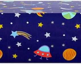 img 1 attached to 🚀 Blue Plastic Tablecloth for Outer Space Birthday Party - 3 Pack (54 x 108 in)