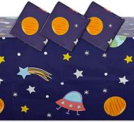 🚀 blue plastic tablecloth for outer space birthday party - 3 pack (54 x 108 in) logo