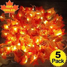 img 3 attached to 🍁 5 Pack Maple Leaves Garland String Lights - Thanksgiving Decorations Fall String Lights with 50 Ft/100 LED Maple Leaves for Indoor Outdoor Autumn Harvest Party Festival Home Patio Thanksgiving Decor