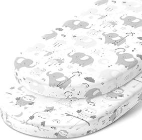 img 4 attached to 🛏️ Premium 2 Pack of Bassinet Fitted Sheets for Chicco LullaGo Anywhere, Baby Bjorn Cradle and 14 x 29 Mattress Pad – Ultra-Soft Jersey Cotton