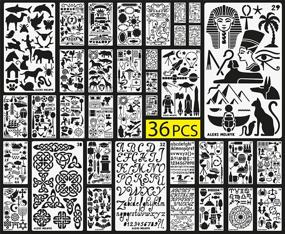 img 4 attached to 🎨 Aleks Melnyk 36 PCS Plastic Stencils for Journal, Planner Set, Diary, Scrapbook Supplies, DIY Drawing, Template Stencils for Notebook, 4x7 inch