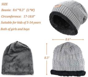 img 1 attached to 🧣 Windproof Warm Knit Slouchy Skull Cap for Boys and Girls | Kid's Winter Beanie Hat (Ages 5-14 Years)
