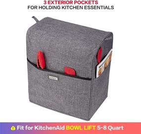 img 1 attached to 🍰 HOMEST Stand Mixer Dust Cover - Multi Pocket Grey (Type B) for KitchenAid Mixer & Accessories, Ideal for Bowl Lift 5-8 Quart
