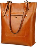 👜 yaluxe vintage style genuine leather large capacity womens tote bag - soft leather work shoulder bag logo