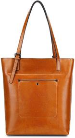 img 2 attached to 👜 YALUXE Vintage Style Genuine Leather Large Capacity Womens Tote Bag - Soft Leather Work Shoulder Bag