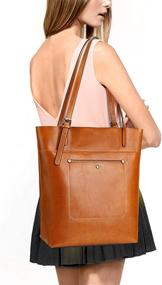 img 3 attached to 👜 YALUXE Vintage Style Genuine Leather Large Capacity Womens Tote Bag - Soft Leather Work Shoulder Bag