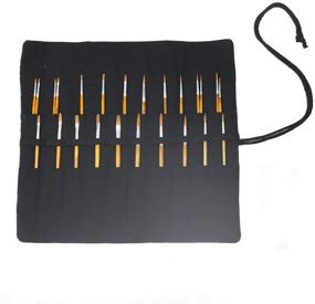 img 3 attached to 🎨 15 Inch Paint Brush Holder Roll-Up Artist Case and Pen Holder: 20 Pocket Canvas Pouch Bag (Gilded Sakura) - The Ultimate Organizer for Artists
