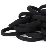 💇 nspring 50pcs black hair ties for women: cotton seamless hair bands for thick hair logo