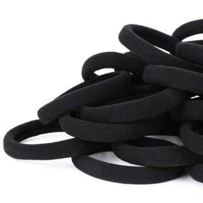 img 4 attached to 💇 Nspring 50PCS Black Hair Ties for Women: Cotton Seamless Hair Bands for Thick Hair