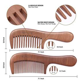 img 1 attached to 🔲 KEPCSIN 4 PCS Wood Comb Set: Anti-Static, No Snag, Massage Scalp Detangling Wide Tooth Comb Wood and Fine Tooth Hair Combs – Women Hair and Men Beard Care (2nd Generation, Thicken Wooden Comb)