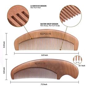 img 3 attached to 🔲 KEPCSIN 4 PCS Wood Comb Set: Anti-Static, No Snag, Massage Scalp Detangling Wide Tooth Comb Wood and Fine Tooth Hair Combs – Women Hair and Men Beard Care (2nd Generation, Thicken Wooden Comb)