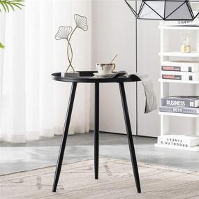 img 4 attached to 🔘 APICIZON 16-inch Round Side Table, Black End Table for Living Room, Bedside, Mid Century Modern Coffee Table or Circle Accent Table for Small Spaces, Metal Nightstand (Black) - Improved SEO