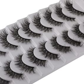 img 3 attached to 💁 JIMIRE 12MM Small Fake Eyelashes - 10 Pairs of Natural Wispy Cat Eye Mink Lashes