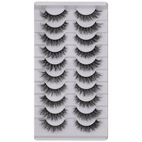 img 4 attached to 💁 JIMIRE 12MM Small Fake Eyelashes - 10 Pairs of Natural Wispy Cat Eye Mink Lashes