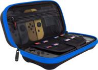 🎮 premium butterfox switch carrying case for nintendo switch oled - blue/black | fits wall charger, large accessories pouch | 9 game & 2 micro usb holders included logo