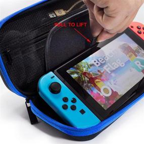 img 1 attached to 🎮 Premium ButterFox Switch Carrying Case for Nintendo Switch OLED - Blue/Black | Fits Wall Charger, Large Accessories Pouch | 9 Game & 2 Micro USB Holders Included