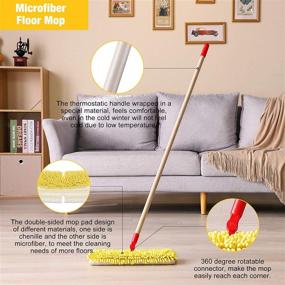 img 3 attached to 🧹 AKOMA Dual Sided Dust Mop: Flip Head Dry and Wet Mops for Effective Floor Cleaning - Includes 2 Washable Microfiber Pads for Home Office Bathroom Hardwood Tile Floor - Yellow Cleaner Tools