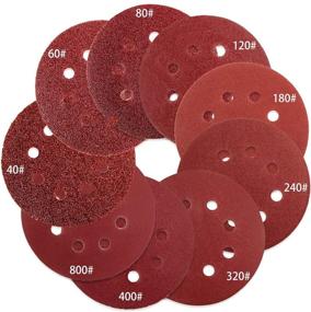 img 1 attached to 🔸 96pcs 5-Inch 8-Hole Hook and Loop Sanding Discs for Random Orbital Sander - 40 60 80 120 180 240 320 400 800 Grits Adhesive Sandpaper by STUHAD