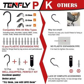img 2 attached to 🚲 Premium TENFLY 12 Pack Heavy Duty Red Bike Storage Hooks + Bonus Cord Straps – Optimal Ceiling & Garage Storage for Bikes, Tools, Lawn Furniture, and Garden Hoses