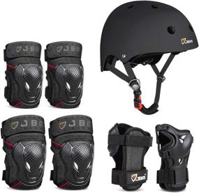 img 4 attached to JBM 4 Sizes Diamond Curved Series Full Protective Gear Set - Multi Sport Helmet, Knee and Elbow Pads with Wrist Guards for Biking, BMX, Scooter, Skateboard, Inline Skating, and More