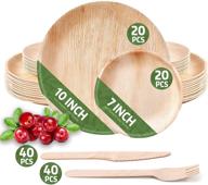 🌿 120 pack of round disposable palm leaf plates set - sturdy & elegant - perfect for bbqs camping party home use - biodegradable & compostable - by eko future logo