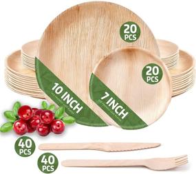 img 4 attached to 🌿 120 Pack of Round Disposable Palm Leaf Plates Set - Sturdy & Elegant - Perfect for BBQs Camping Party Home Use - Biodegradable & Compostable - by Eko Future