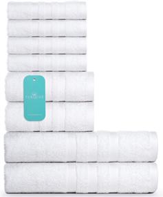 img 4 attached to 🛀 8-Piece Turkish Cotton Bath Towel Set - Includes 2 Bath Towels, 2 Hand Towels and 4 Washcloths - Soft, Absorbent Towels for Bathroom, Shower, Spa