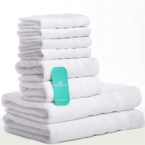 img 3 attached to 🛀 8-Piece Turkish Cotton Bath Towel Set - Includes 2 Bath Towels, 2 Hand Towels and 4 Washcloths - Soft, Absorbent Towels for Bathroom, Shower, Spa