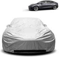 🚗 roccs tesla model 3 car cover: full protection outdoor accessories with zipper door - dustproof, windproof, snow, uv & heat resistant - custom fit logo