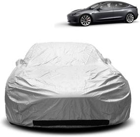 img 4 attached to 🚗 ROCCS Tesla Model 3 Car Cover: Full Protection Outdoor Accessories with Zipper Door - Dustproof, Windproof, Snow, UV & Heat Resistant - Custom Fit