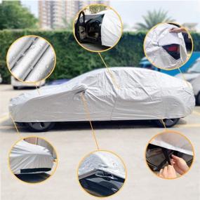 img 3 attached to 🚗 ROCCS Tesla Model 3 Car Cover: Full Protection Outdoor Accessories with Zipper Door - Dustproof, Windproof, Snow, UV & Heat Resistant - Custom Fit