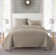 🛏️ vcny home quilt set - super soft, wrinkle resistant & breathable bedding, lightweight for hot sleepers, full/queen size, taupe logo