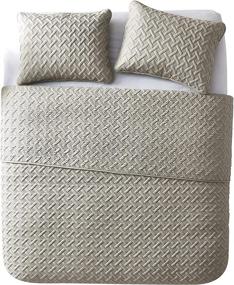 img 2 attached to 🛏️ VCNY Home Quilt Set - Super Soft, Wrinkle Resistant & Breathable Bedding, Lightweight for Hot Sleepers, Full/Queen Size, Taupe