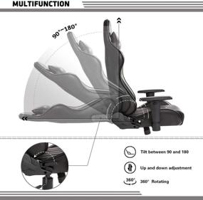 img 1 attached to 🎮 Bowthy Massage Gaming Chair - Ergonomic Computer Game Chair for Adults, Heavy Duty Big and Tall Gamer Chair with Racing Style, Enhanced Headrest and Lumbar Support in Black