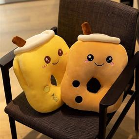 img 2 attached to Cute Bubble Tea Plush Toy Stuffed Boba Food Shaped Pillow Cushion Cartoon Fruit Milk Tea - 12.6 inches, Yellow with Open Eyes