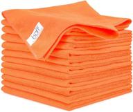 🧽 buff microfiber cleaning cloth, orange (12 pack), size 16" x 16", all purpose microfiber towels for cleaning, dusting, polishing, scrubbing & absorbing logo