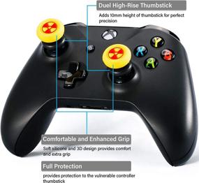 img 3 attached to Enhance Your Gaming Experience with Playrealm FPS Thumbstick Extender & 3D Texture Rubber Silicone Grip Cover 2 Sets for Xbox Series X/S & Xbox One Controller(Radiation Yellow)