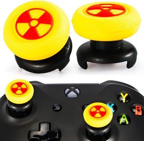 img 4 attached to Enhance Your Gaming Experience with Playrealm FPS Thumbstick Extender & 3D Texture Rubber Silicone Grip Cover 2 Sets for Xbox Series X/S & Xbox One Controller(Radiation Yellow)