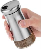 🧂 versatile stainless steel spice dispenser: adjustable pour holes for pepper and salt - ideal for himalayan, table salt, white & black pepper logo