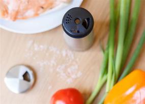 img 1 attached to 🧂 Versatile Stainless Steel Spice Dispenser: Adjustable Pour Holes for Pepper and Salt - Ideal for Himalayan, Table Salt, White & Black Pepper