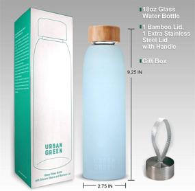 img 3 attached to Urban Green 18oz Glass Water Bottle with Silicone Sleeve, Bamboo Lid, and 🌿 Bonus Stainless Steel Lid – BPA Free, Dishwasher Safe – Perfect Mother's Day Gift