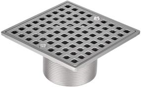 img 1 attached to 🚿 4-1/4 Square Floor Shower Drain: Low Profile Shower Pan Nickel Brushed, Various Finish Styles for Kitchen & Bathroom