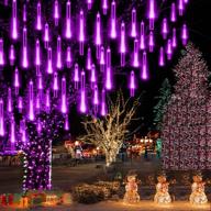 enhanced 16-inch purple meteor shower rain lights for outdoor christmas decoration: aokudoni upgraded icicle string lights – perfect for xmas tree, holiday parties, and new year celebrations! ul plug. логотип