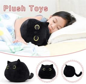 img 2 attached to Soft Plush Black Cat Pillow Toy - Cute Cat Plushie Doll Pillow for Babies, Stuffed Animal Sofa Decoration - Cat Shape Design - (B)