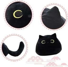 img 1 attached to Soft Plush Black Cat Pillow Toy - Cute Cat Plushie Doll Pillow for Babies, Stuffed Animal Sofa Decoration - Cat Shape Design - (B)