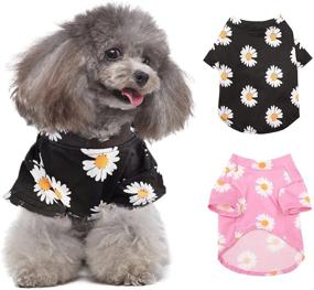 img 4 attached to 🐾 Soft and Stretchy 2 Pack Printed Dog Shirts - Breathable Pet T-Shirt for Small Dogs and Cats