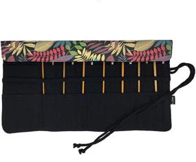 img 3 attached to 🎨 Colorful Leaf Canvas Pouch Case for Artist Paint Brushes - 30 Pocket Roll Up Bag Holder