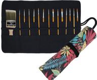 🎨 colorful leaf canvas pouch case for artist paint brushes - 30 pocket roll up bag holder logo