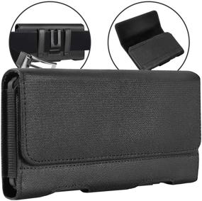 img 4 attached to 📱 Mopaclle Black Nylon Belt Holster for iPhone SE (2020), iPhone 8 7 6 6s - Belt Clip/Loops Holder Pouch Case Compatible with iPhone 12 Mini, iPhone 13 Mini SE/8/7/6s