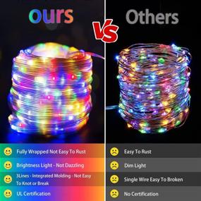 img 3 attached to 🎄 Waterproof Outdoor LED Christmas Lights - Quntis 164FT 1000 LEDs: Ultra Bright Indoor Xmas Rope Fairy Lights with 8 Modes & Memory Function, Multicolor Decoration